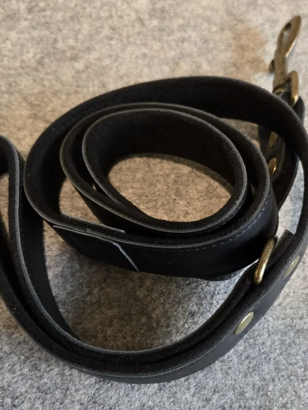 Heavy Duty Black Leather Dog Leash 1